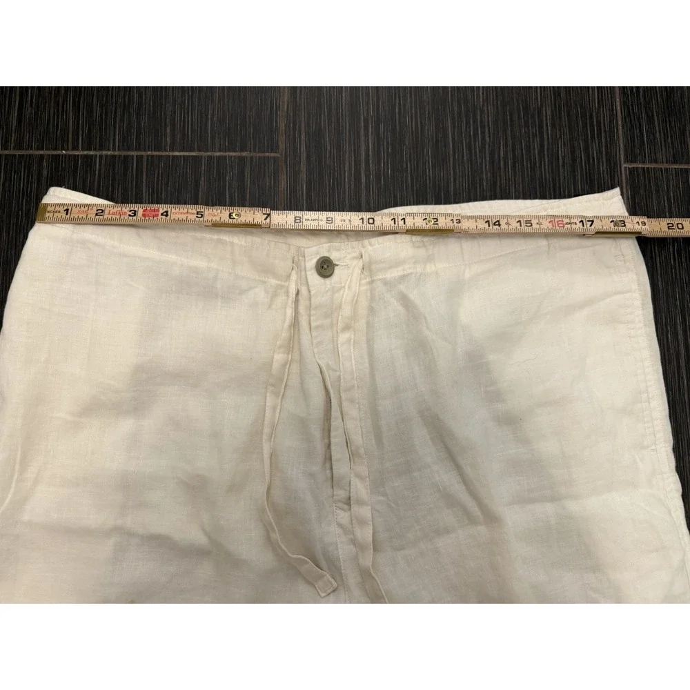 Nautica Explorer Vintage 100% Linen Pants Sz L Loose Fit Drawstring Coastal